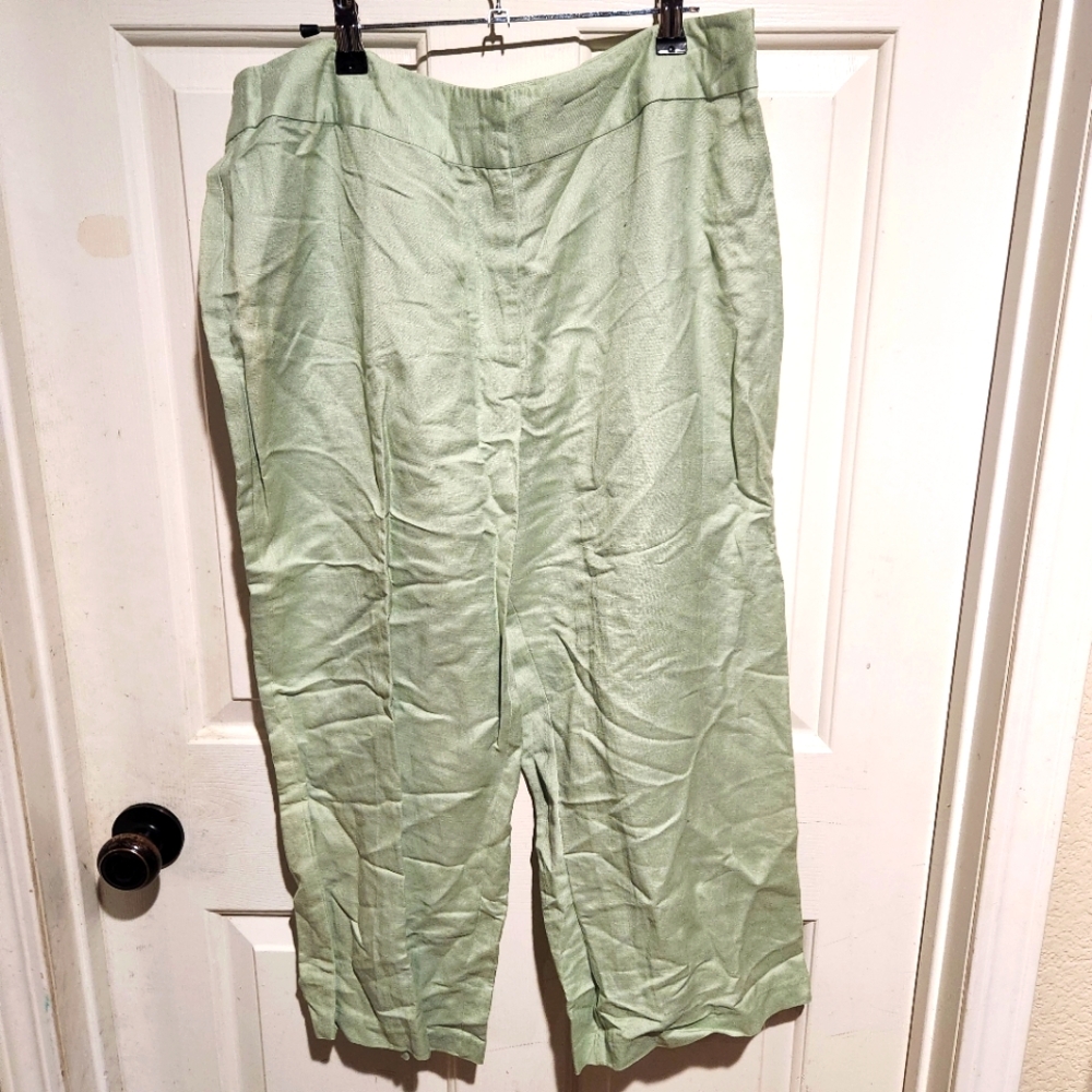 Chadwicks linen mint green wide leg crop pants Summer Beach Resort Lagenlook 16